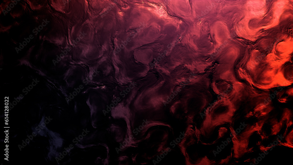 Fototapeta premium red dark shaded organic lines relievo - abstract 3D illustration