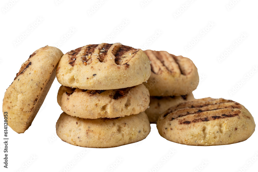 Cocoa cookies. Delicious cookies isolated on white background. Close up