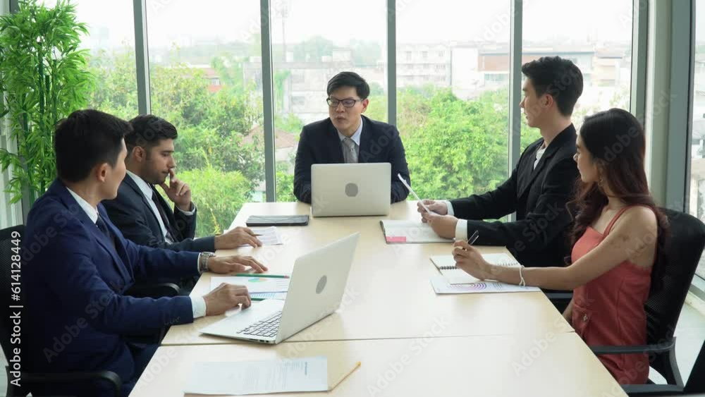 group of asian business people meeting and discussion on windows in high office. ceo manager talking with Corporate business team in meeting room. group of asian business people meeting and discussion on windows in high office. ceo manager talking with Corporate business team in meeting room.