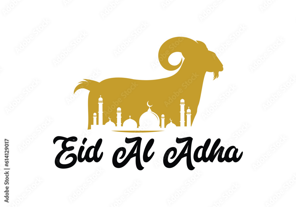 Eid al adha with goat illustration design