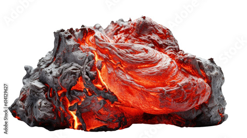 Molten hot lava texture isolated on a transparent background, Generative AI