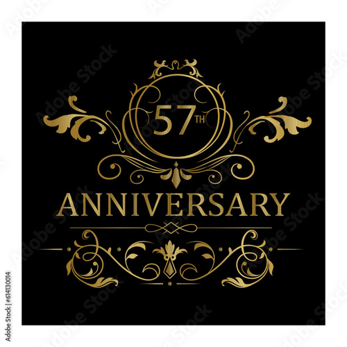  anniversary celebration. years anniversary logo with golden ribbon for booklet  leaflet  magazine  brochure poster  banner  web  invitation or greeting card. Vector illustrations. 