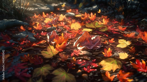fallen autumn leaves. Generative Ai © Mukhlesur