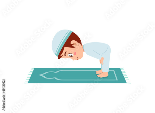 little muslim kid show pray pose and feel peace