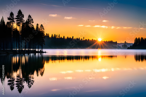 sunset over lake  created using AI Generative Technology © Pradeep