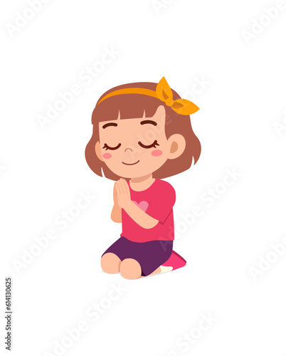 little kid show praying pose and feel peace