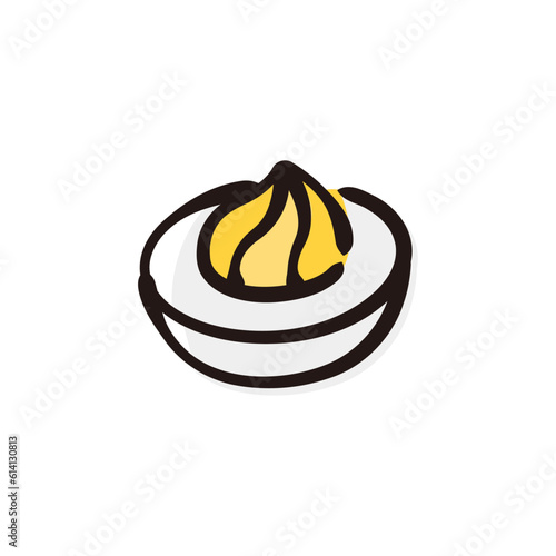 Deviled egg - Easter icon/illustration (Hand-drawn line, colored version)