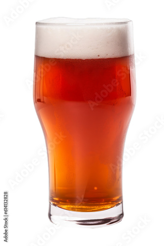 A pint of Monaco beer with grenadine syrup in a full tall glass isolated on a transparent background, Generative AI