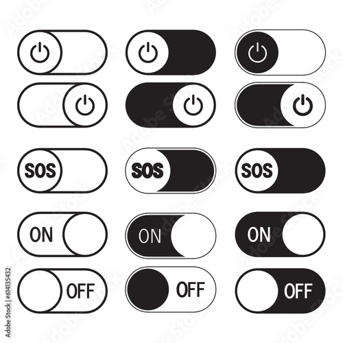 Icon set of swither, On and Off Toggle Switch Buttons, vector icon Illustration