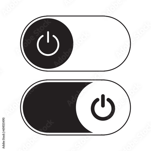 Black and white On and Off Toggle Switch Buttons, with Modern Devices User Interface, vector icon Illustration Switcher.