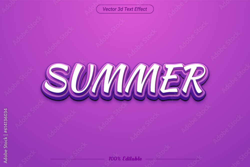 summer 3d editable text effect, vibrant font style isolated on violet background