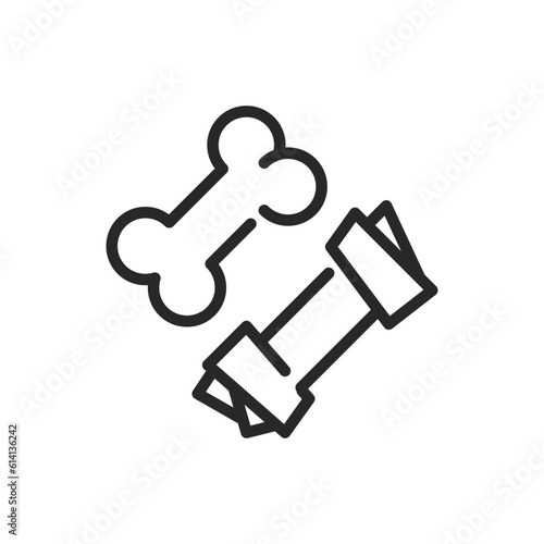 Pet Treats and Chew Toy Icon. Vector Outline Editable Sign of Dog Bone and Chewing Stick Vector Illustration