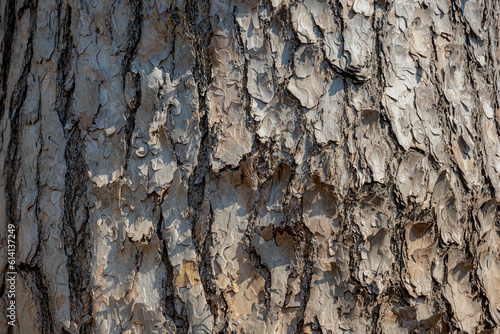 Abstract nature background, Wrinkles and uneven surface of pine tree bark in the forest, Details of cracked on tree trunk texture pattern background.