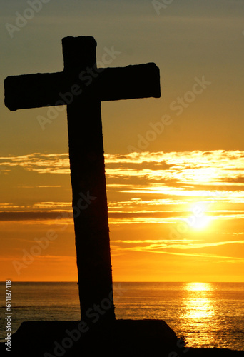 Sunset in Oia, Galicia, on the Portuguese Way of Saint James by the Coast