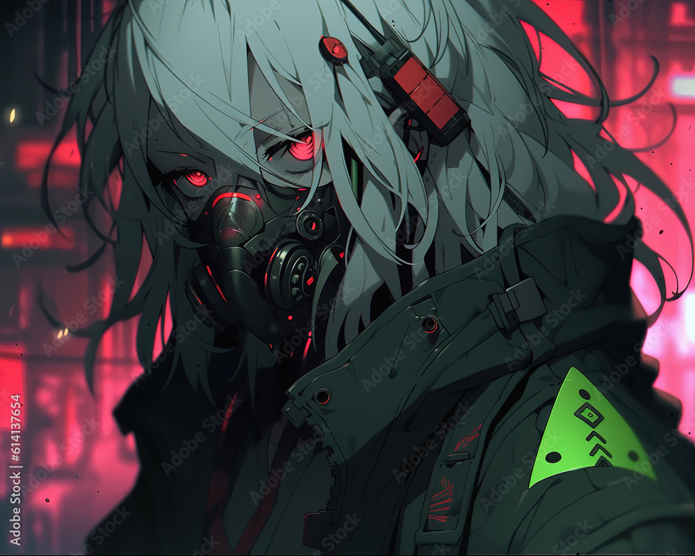 Cyberpunk anime manga art illustration for t-shirt design, poster, background or wallpaper Cyberpunk anime manga art illustration for t-shirt design, poster, background or wallpaper