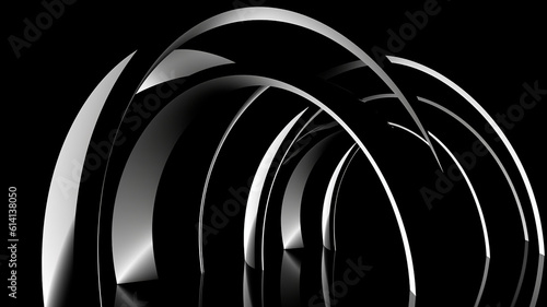 Fototapeta Naklejka Na Ścianę i Meble -  A series of arches, black and white abstract abstraction, pure forms, simple curves,