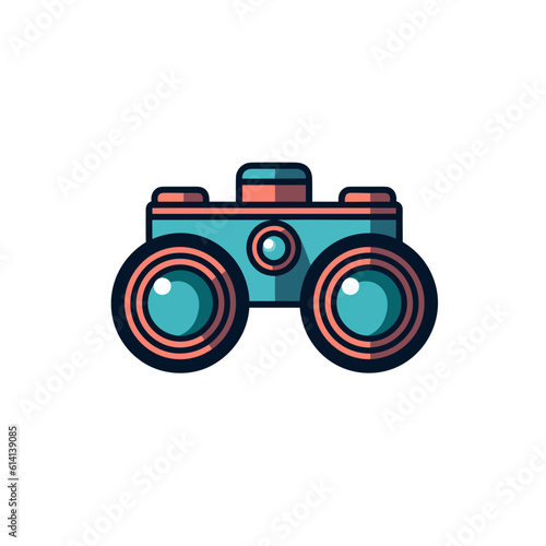 Minimalistic Binoculars on White Background. Vector Design.