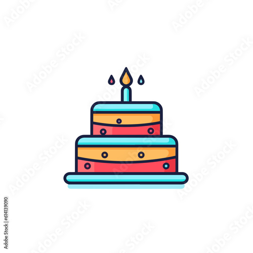 Birthday Cake Icon on White Background. Vector Design.