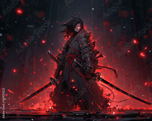 Cyberpunk anime manga art illustration for t-shirt design, poster, background or wallpaper