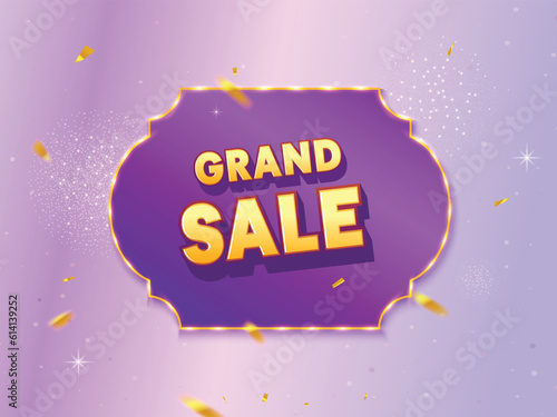 Antique shape marquee light with Grand Sale text on purple background. Sale banner concept.