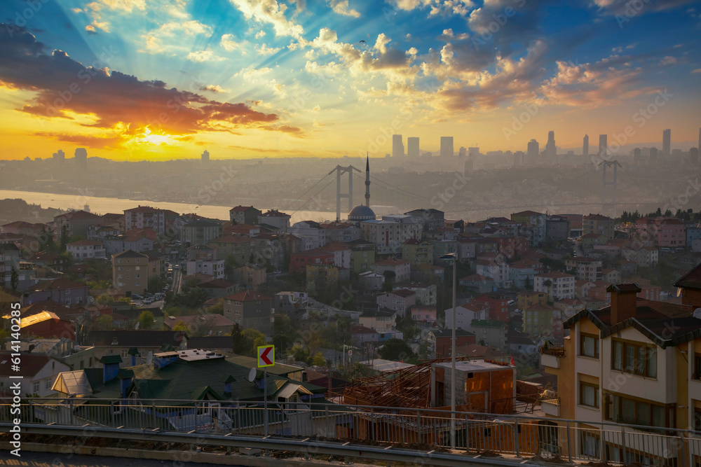 Istanbul landscape from Camlica Mosque. Photo taken on 29th March 2019, İstanbul, Turkey