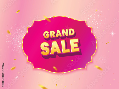 Antique shape marquee light with Grand Sale text on pink background. Sale banner concept.