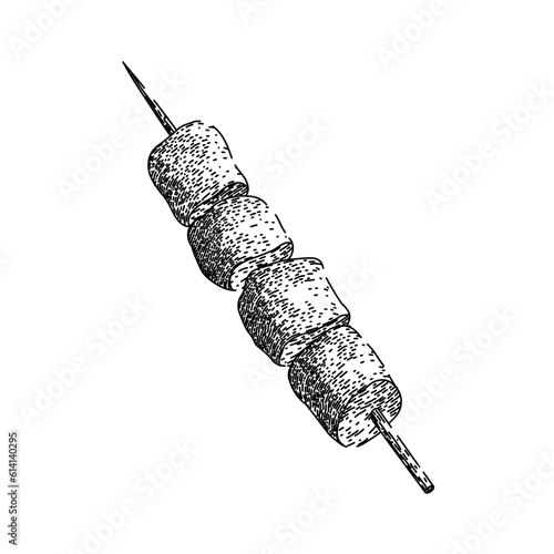 beef skewered food hand drawn. meat meal, grill kebab, stick menu, cuisine grilled, traditional delicious beef skewered food vector sketch. isolated black illustration