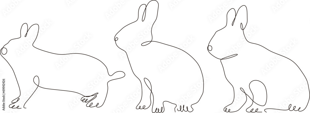 continuous line simple simple bunny set