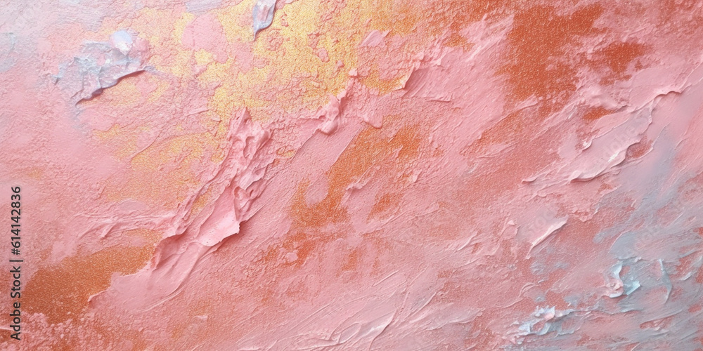 Metallic Pastel Blue, Pink, Yellow, Copper, Rose Gold and Gold Acrylic Oil Paint Texture Metallic Background. Generative AI.