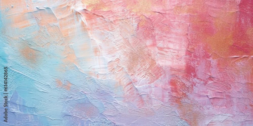 Metallic Pastel Blue, Pink, Yellow, Copper, Rose Gold and Gold Acrylic Oil Paint Texture Metallic Background. Generative AI.