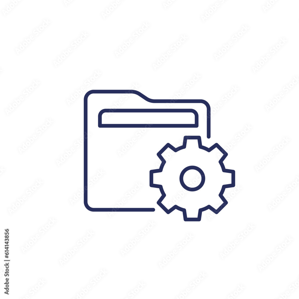 folder settings icon, line vector pictogram folder settings icon, line vector pictogram