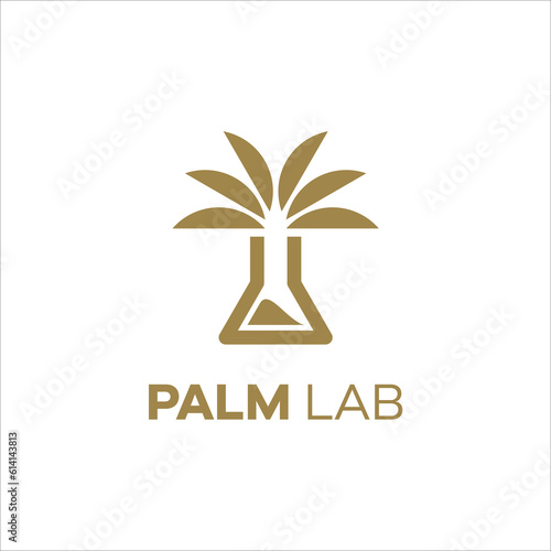 palm tree and laboratory logo vector