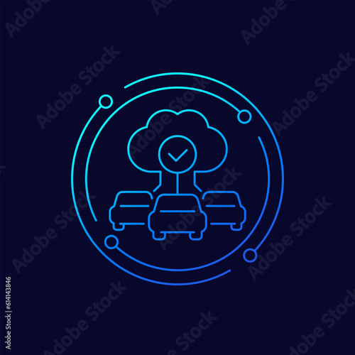 cloud technologies for cars icon, line vector design