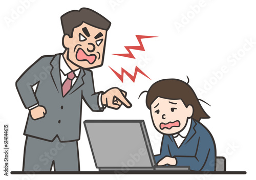 パワハラをして女性社員を追い詰める男性の上司