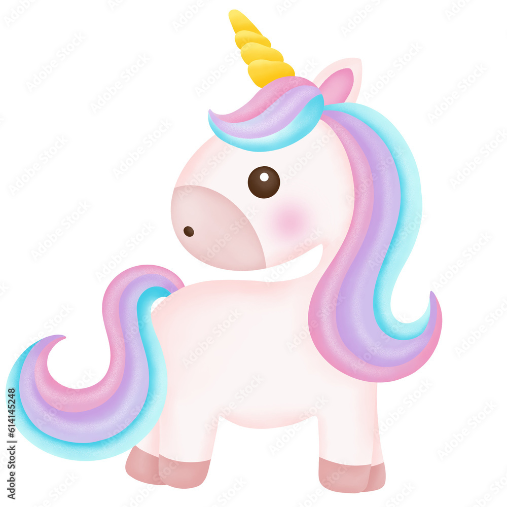 Illustration of a cute unicorn. kawaii unicorn character collection