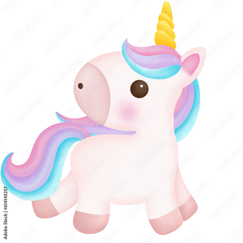 Illustration of a cute unicorn. kawaii unicorn character collection