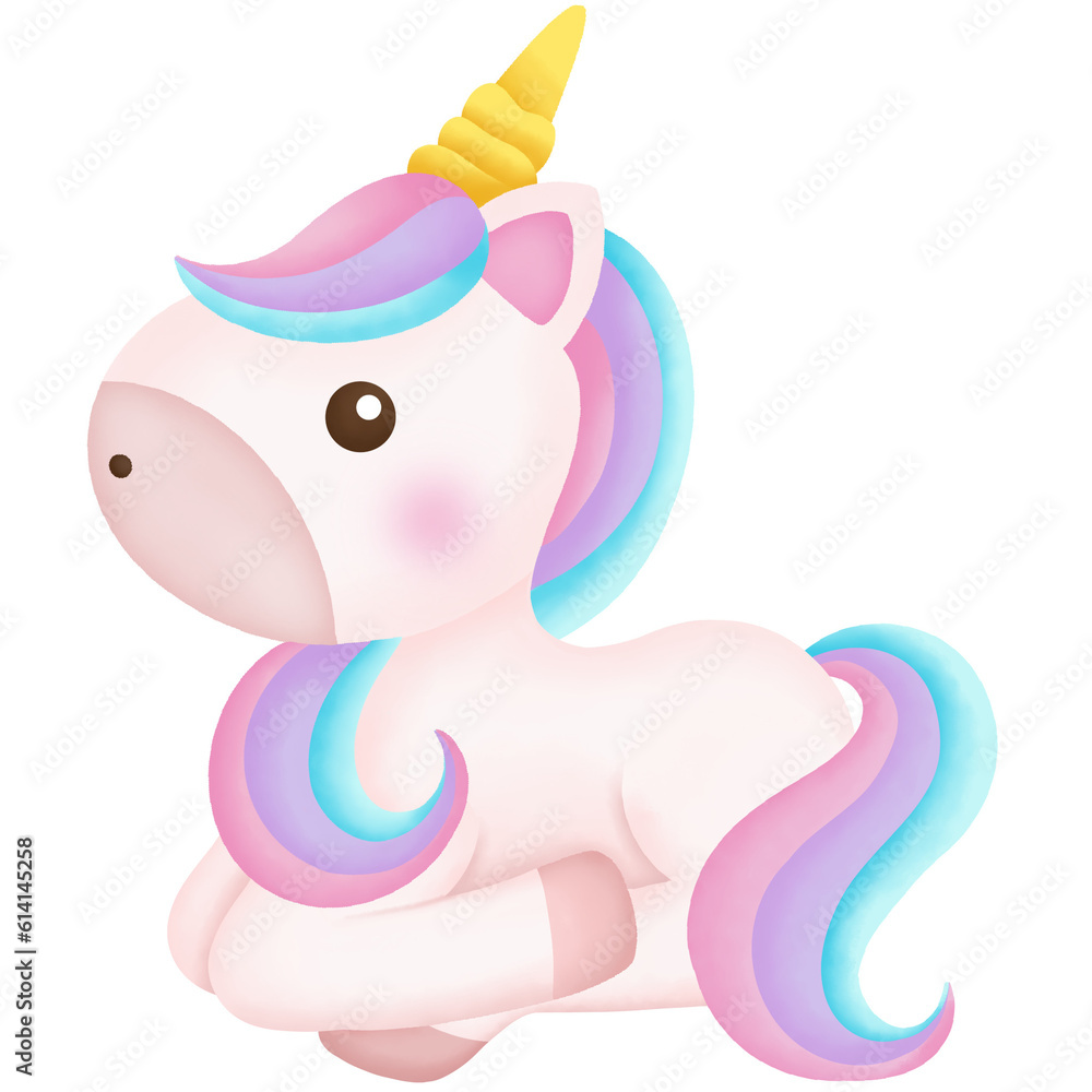 Illustration of a cute unicorn. kawaii unicorn character collection