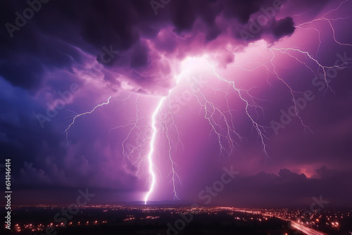 Heavy thunderstorm with lightning in the night