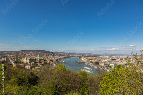 Fototapeta Naklejka Na Ścianę i Meble -  Panorama view at Budapest city, hungary, in early spring