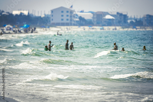 Fotografie People enjoying Mexico Beach, Florida, forgotten coast or emerald coast beach