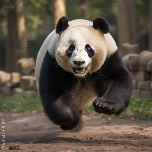 A panda running. Generative AI.