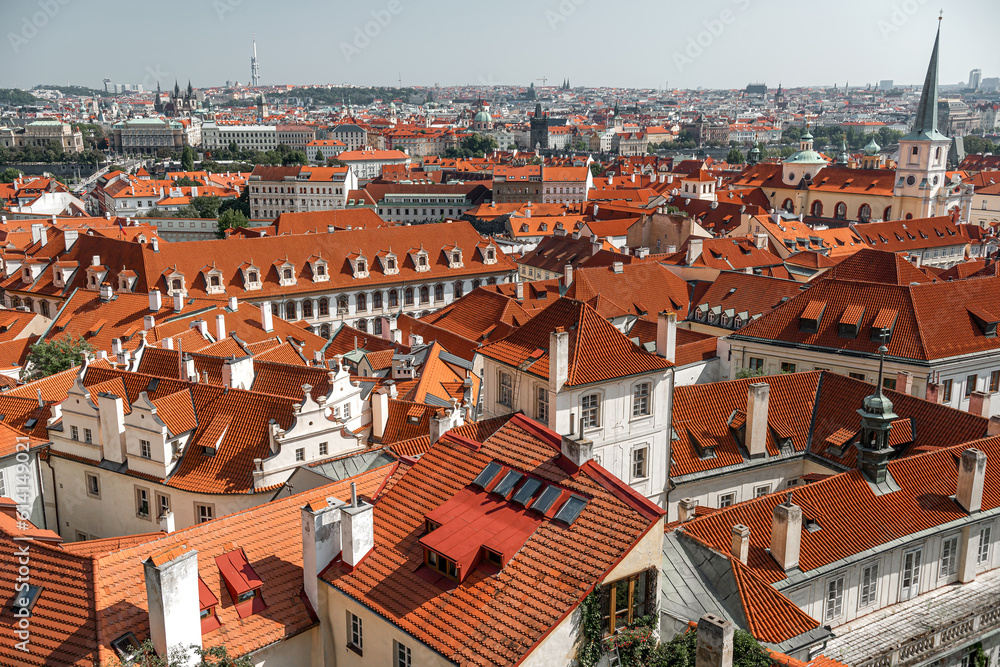 Prague rooftop cityscape. Czech Republic