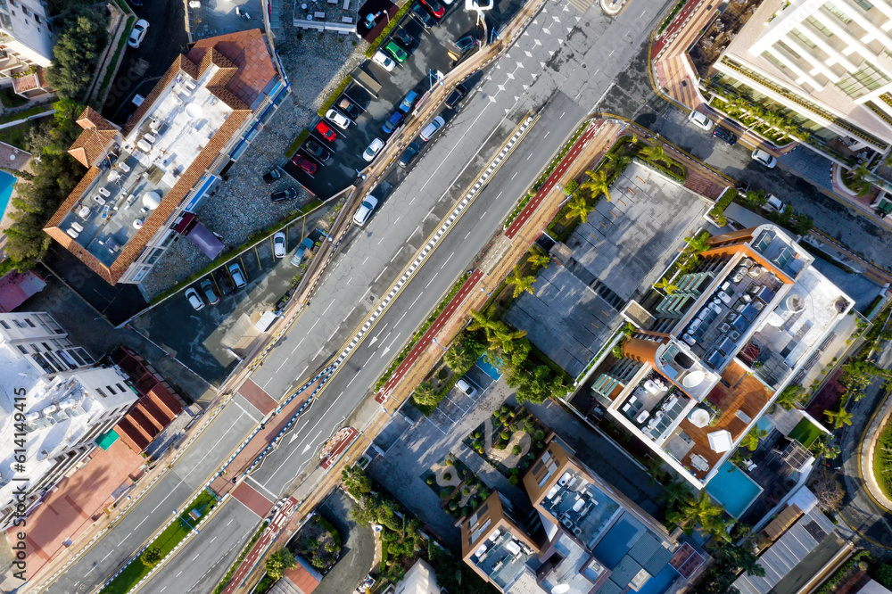 Top down view of Limassol urban downtown area. Cyprus