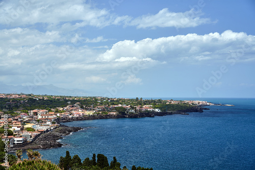 Aerial view of the village of Acireale on the Ionian Sea