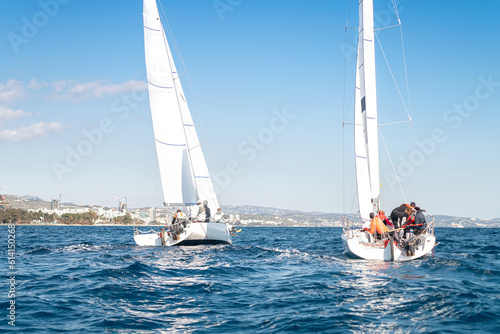 Sailing regatta competition in early morning