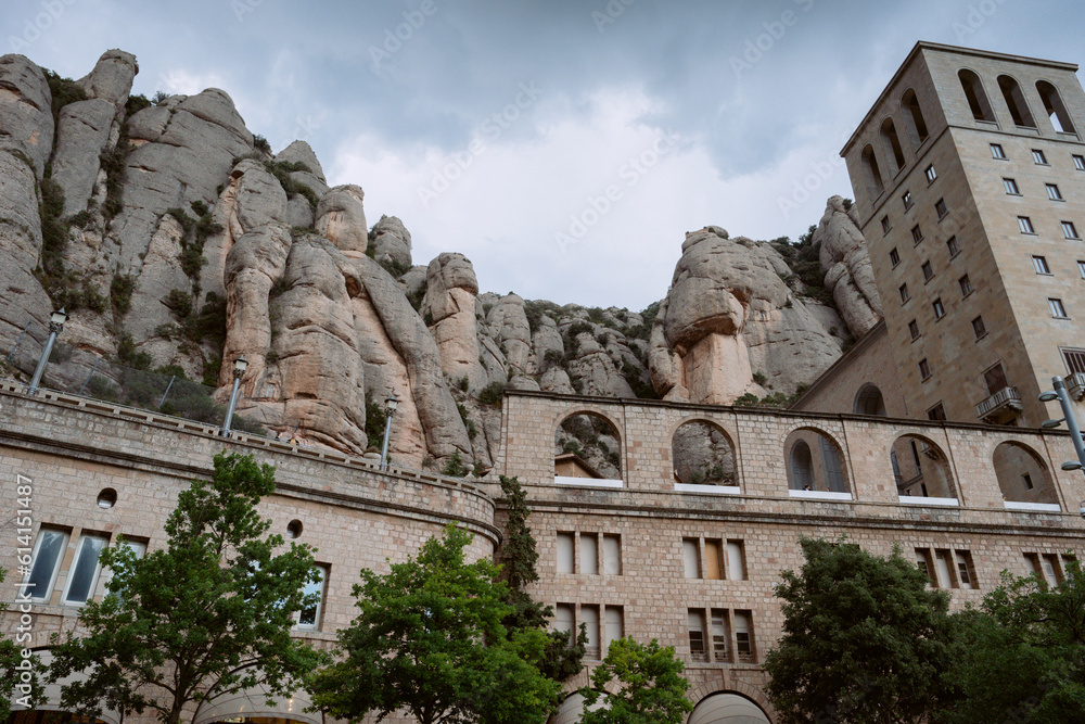 Obraz premium 02.06.2023 - Montserrat Spain. Mountain and monastery. Landscape on the top. .High quality photo