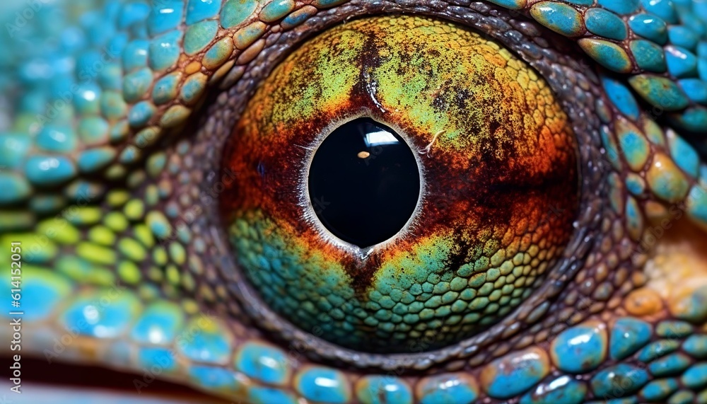 Obraz premium Generative AI, Generativ, KI, Chamäleon Auge, Augen Tiere