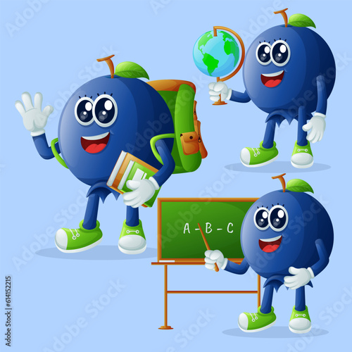 Cute blueberry characters in education