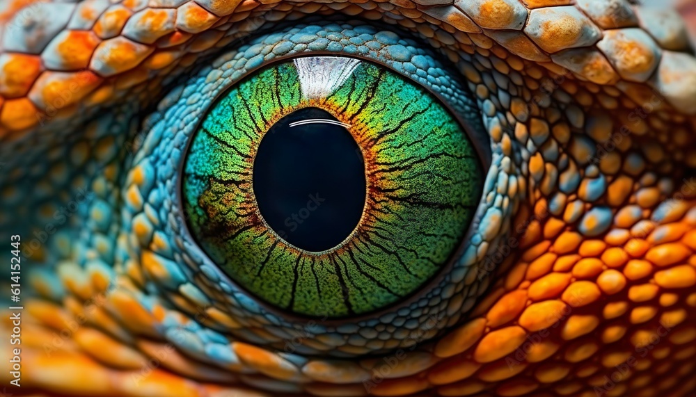 Obraz premium Generative AI, Generativ, KI, Chamäleon Auge, Augen Tiere