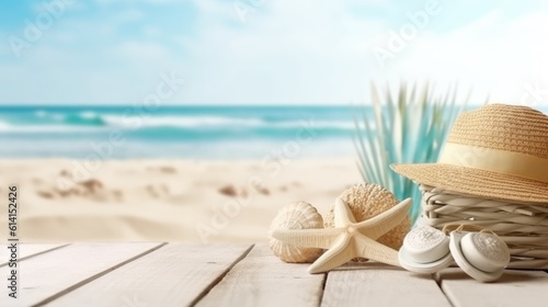 Summer Postcard with copy space and shells
